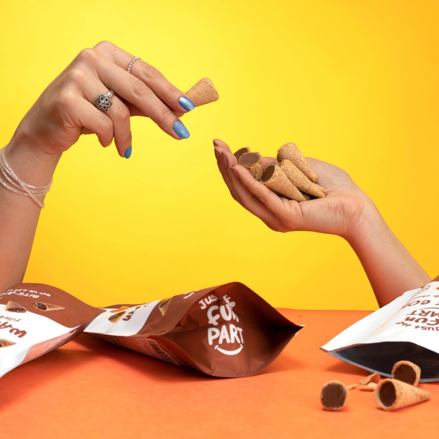 Just The Fun Part, Bite-Size Crispy Mini Waffle Cones With Enhanced Belgian Chocolate, Great For Snacks, Dessert, Grab & Go - Kosher, Milk Chocolate (Pack Of 6)
