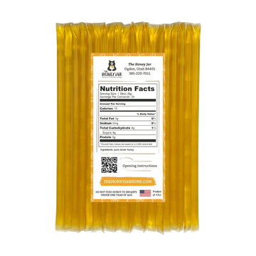 The Honey Jar Plain Honey Sticks - Pure Honey Straws For Tea, Coffee, Or A Healthy Treat - One Teaspoon Of Flavored Honey Per St