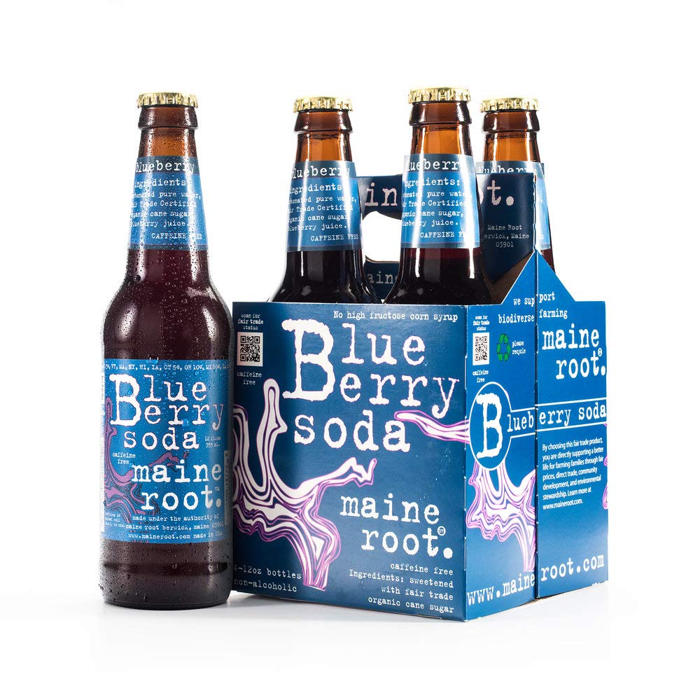 Maine Root Hand Crafted Blueberry Soda  12 Fl Oz (12 Glass Bottles)