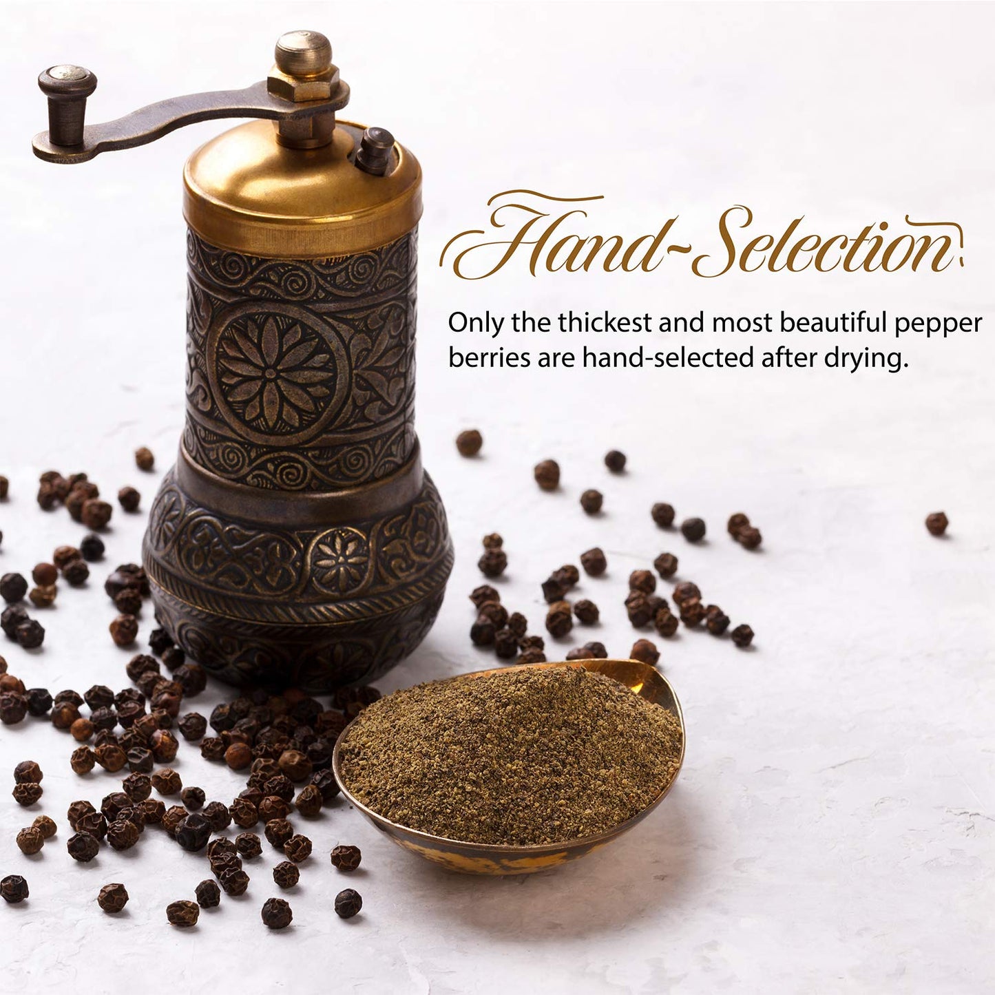 The Spice Lab - Black Tellicherry Peppercorns for Grinder Packed in the USA - Steam Sterilized Kosher Non-GMO All Natural Black