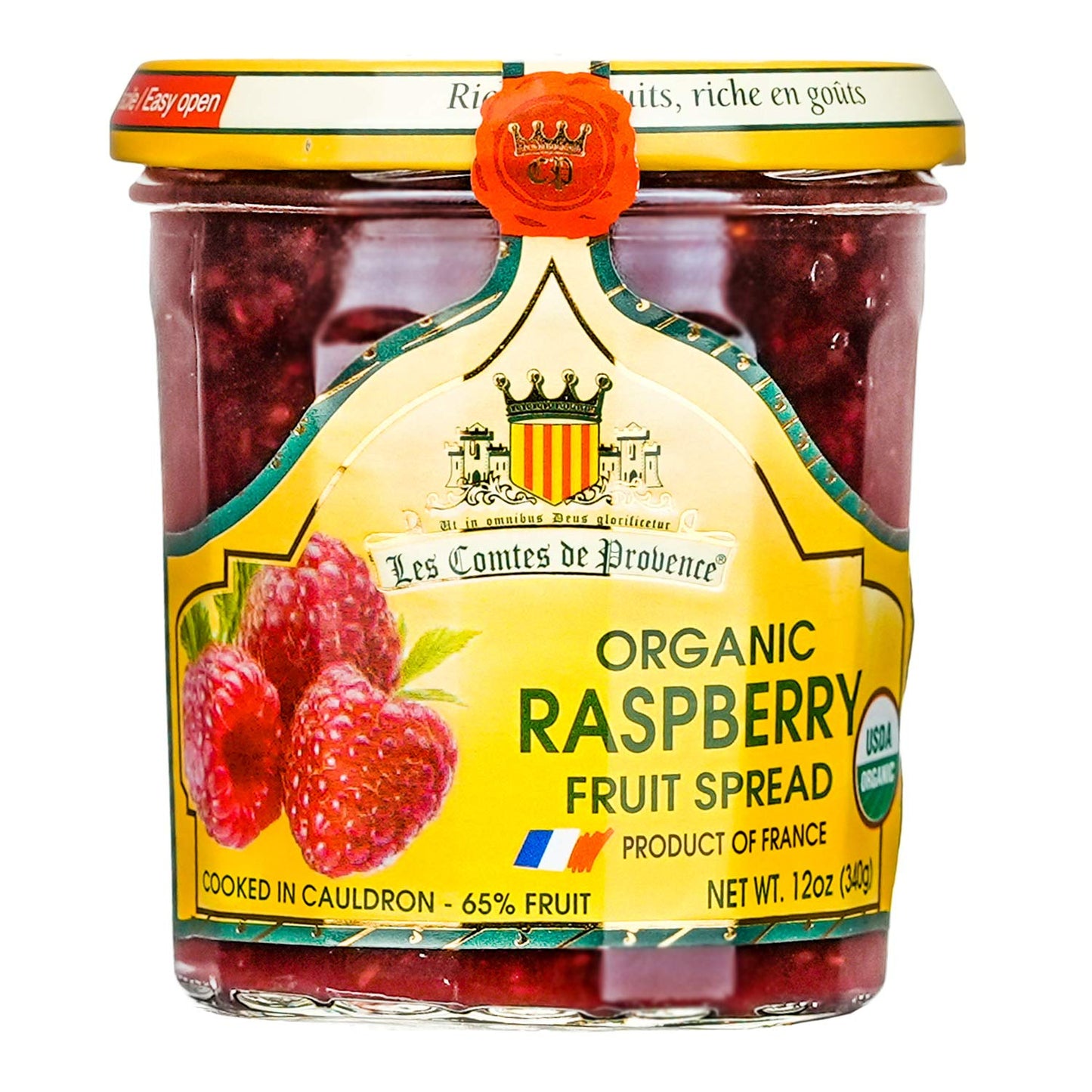 Raspberry Jam Spread Usda Organic Preserve - 12 Oz / 340 G - Made In France Traditional Jam Non Gmo Gluten Free