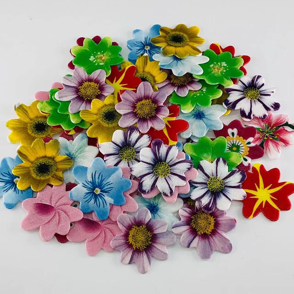KSINWCOI Edible Flower Wafer Paper Cake Toppers 120pcs Rice Paper for Baking Birthday Party Decorations