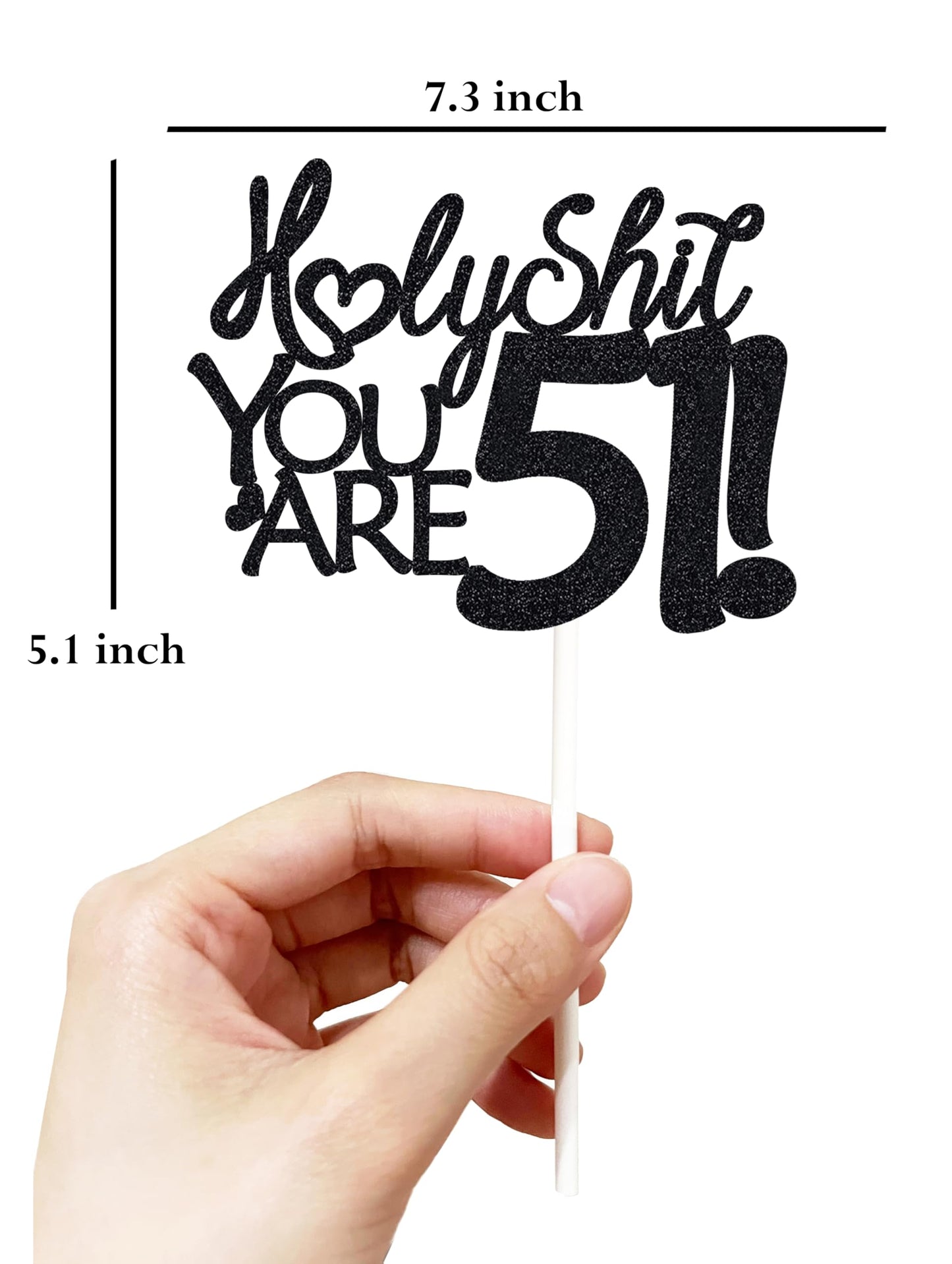 Happy 51St Birthday Cake Topper 51 Birthday Cake Toppers-Black Glitter, Funny 51St Cake Topper For Men,51 Cake Topper For Women,