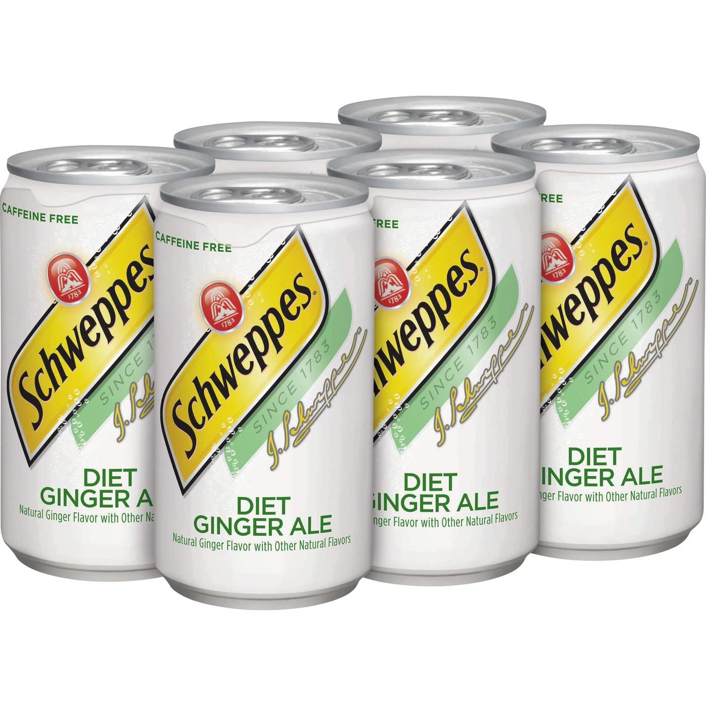 Schweppes Ginger Ale Zero Sugar Soda, 7.5oz Cans, 6-Pack