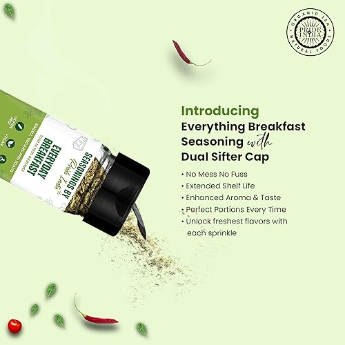 Pride of India Breakfast Seasoning 2.3 oz (65 gm) w/ Convenient Dual Sifter Cap Sweet Spicy Taste | Blend of Chia Sesame Flax Se