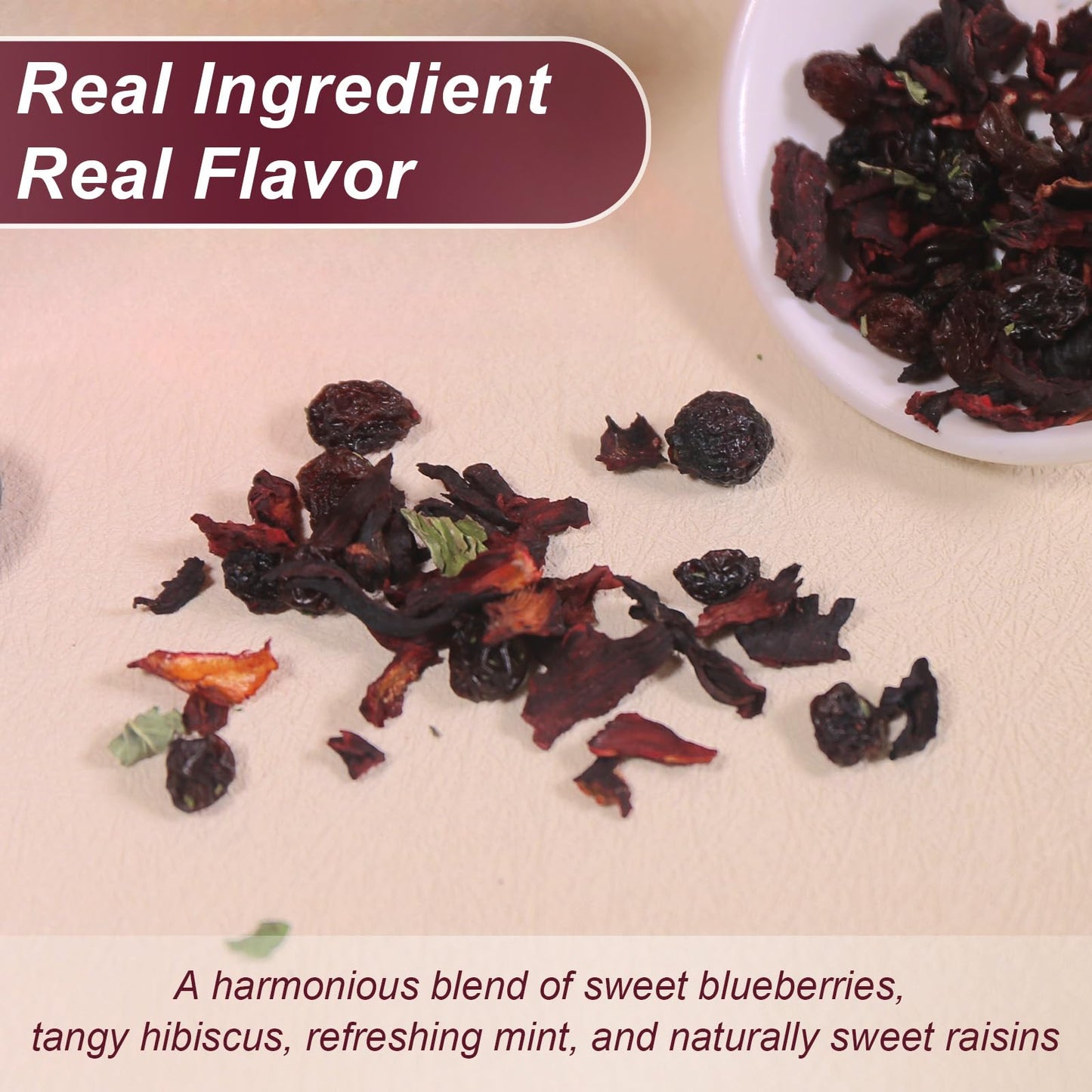TEARELAE Blueberry Tea Bags - Premium, Caffeine-Free, Non-GMO, 40 Count