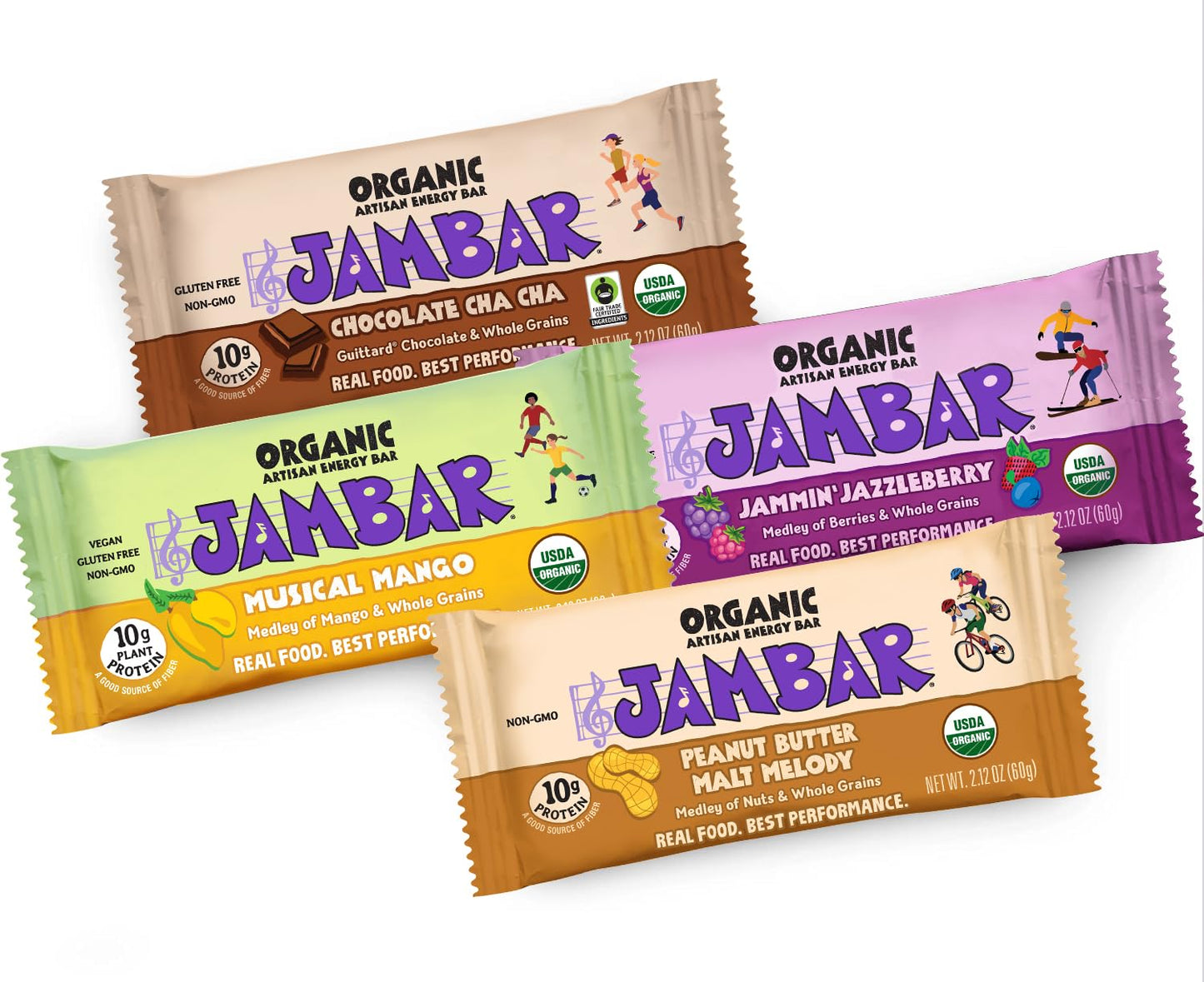 JAMBAR Organic Artisan Energy Bar Variety Pack - 12 Bars