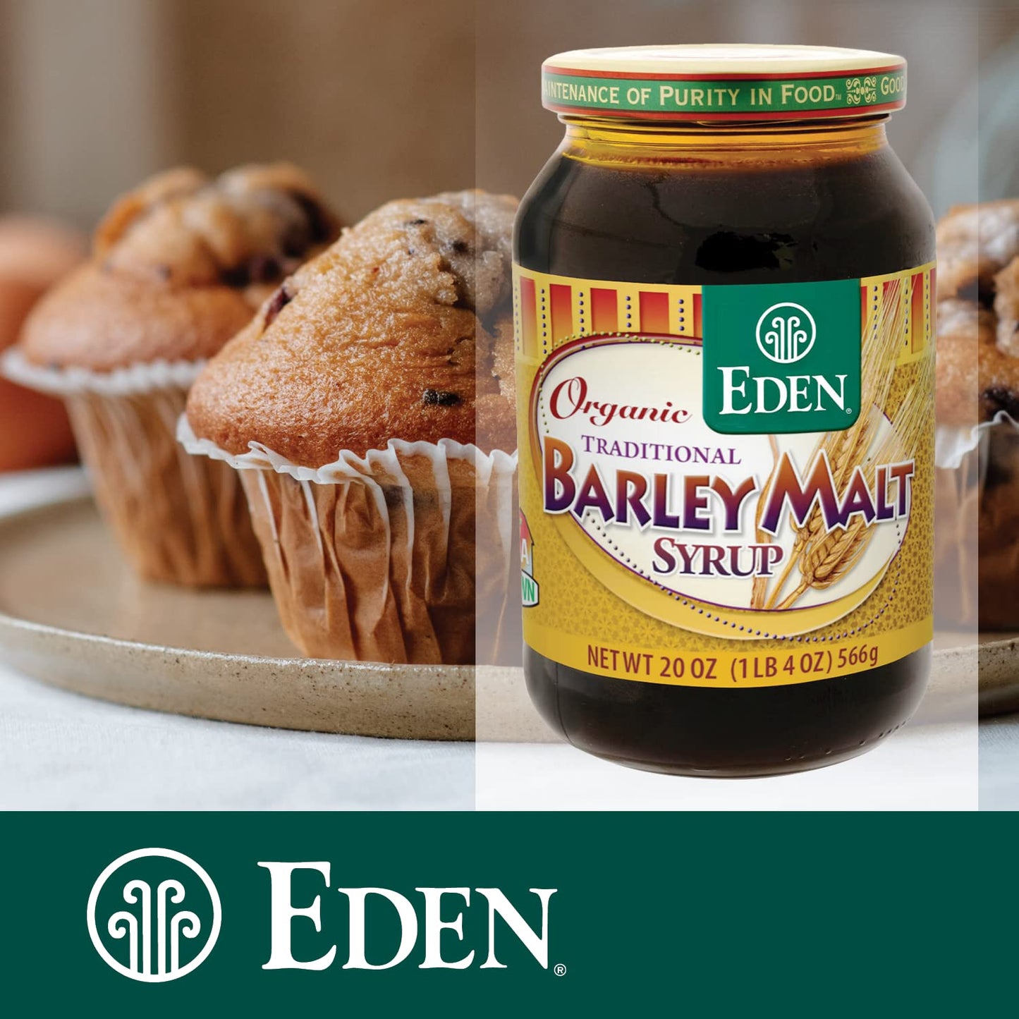 Eden Organic Traditional Barley Malt Syrup, Whole Grain Liquid Sweetener, 74.5% Maltose, Non-Diastatic, Perfect for Bagels, Non-