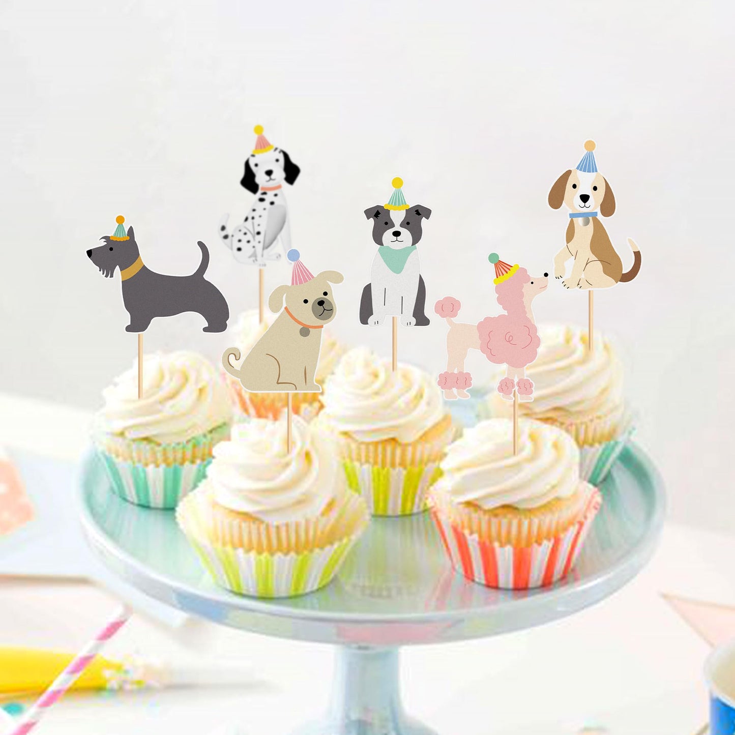 36 Pack Pet Dog Cupcake Toppers Dog Birthday Party Supplies Picks Baby Shower Kid Dog Lover Cake Decorations Supplies