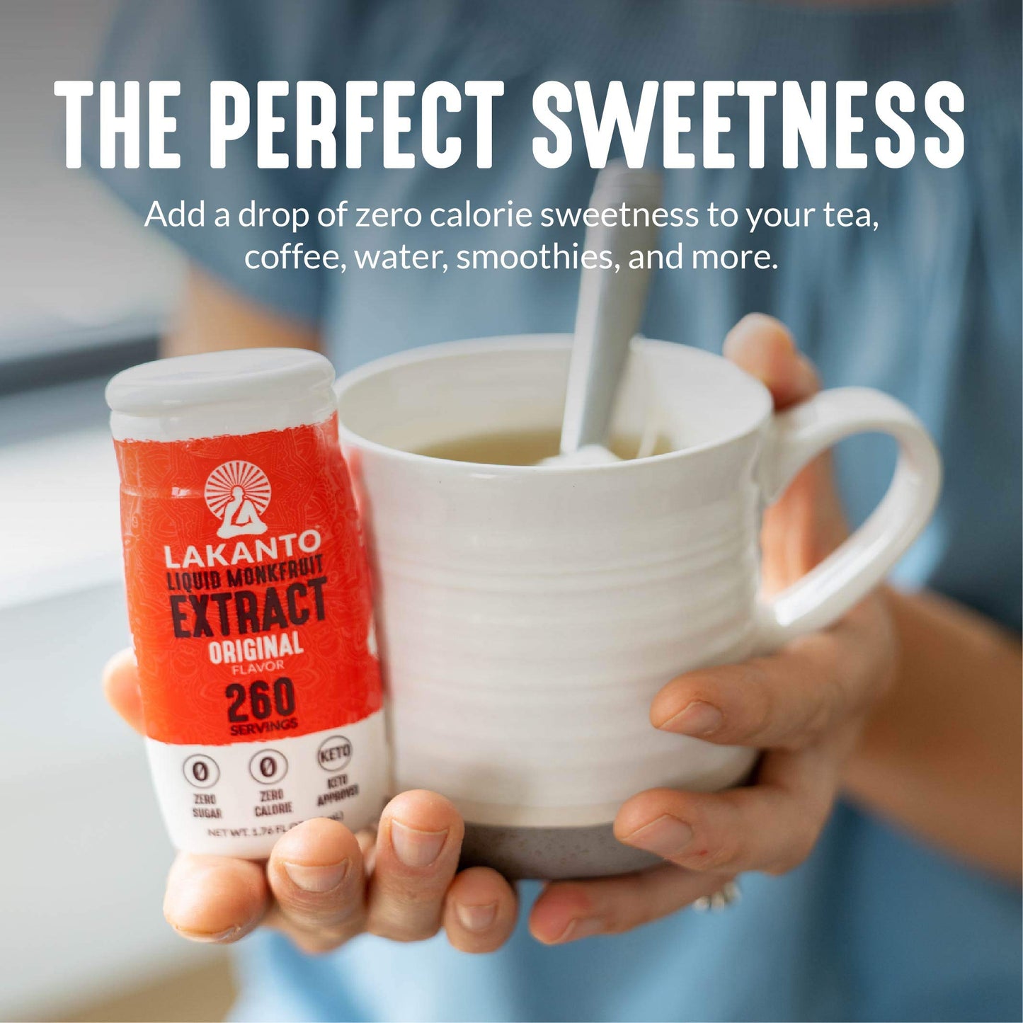 Lakanto Liquid Monkfruit Extract Drops - Zero Calorie, Zero Sugar, Keto Drink Sweetener, Sugar Substitute, On The Go, Tea, Coffe