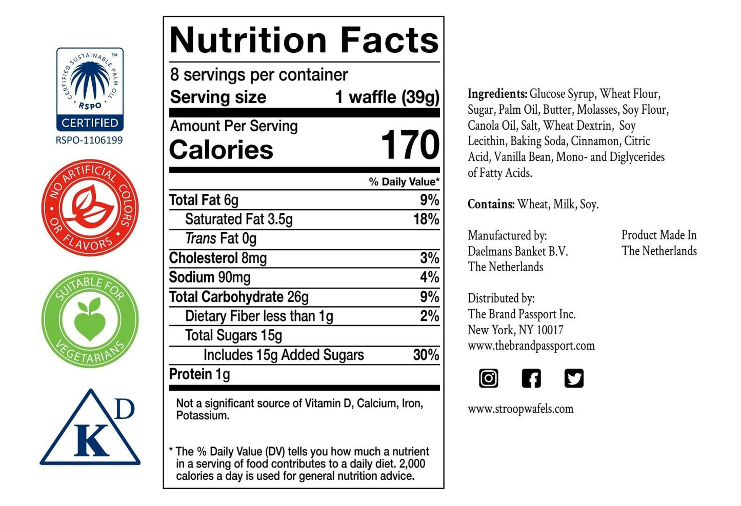 Daelmans Stroopwafels, Caramel 10.94 Oz (8 Count Cube Box)