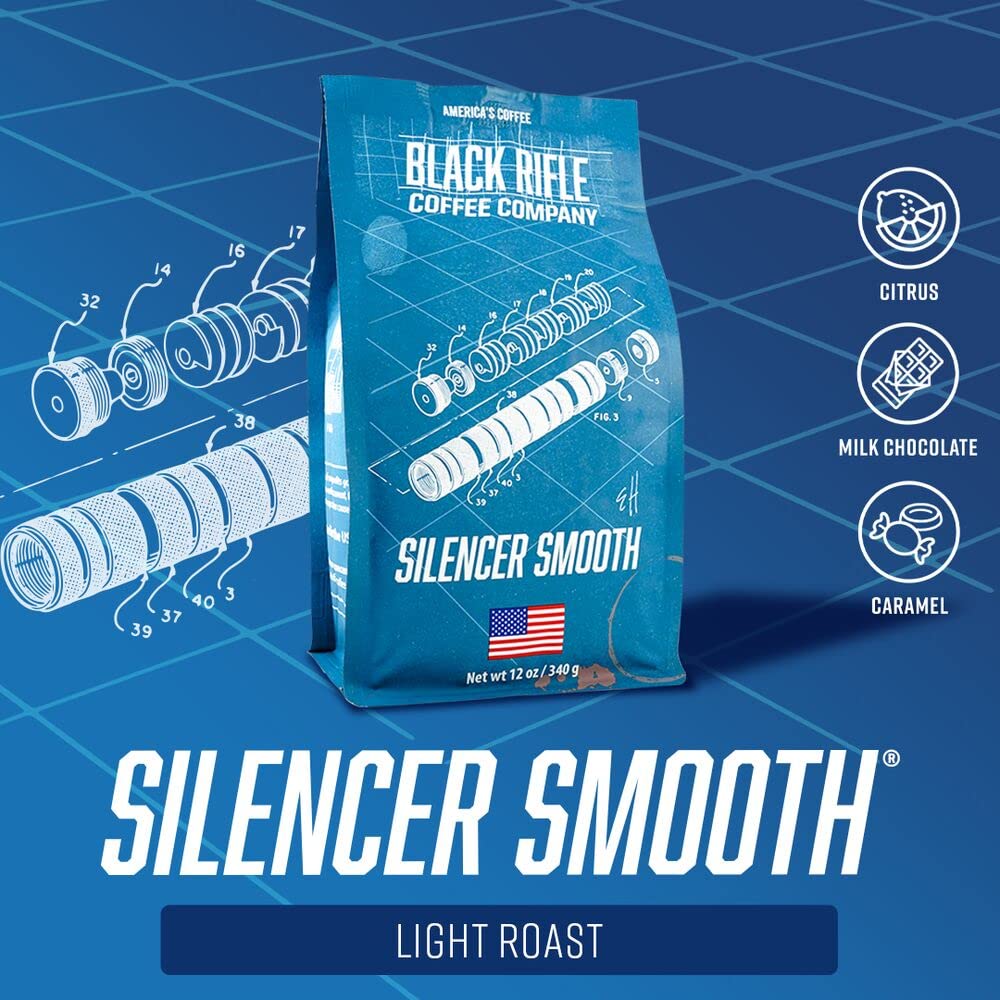 Black   Coffee Company Ground Coffee, Silencer Smooth, Light Roast, 12oz Bag, Made from Colombian & Brazilian Arabica Beans