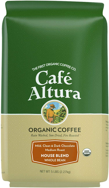 Cafe Altura Whole Bean Organic Coffee, House Blend (Packaging May Vary)