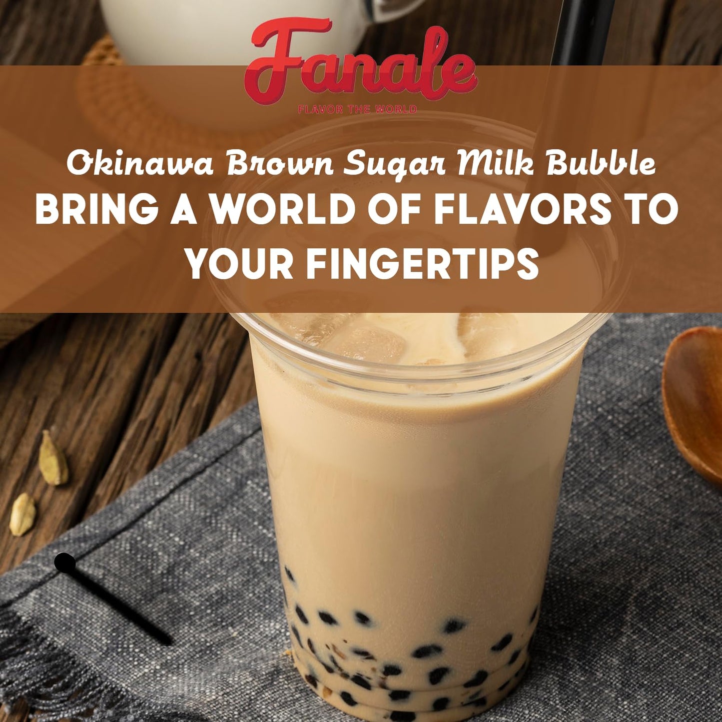 Fanale Okinawa Brown Sugar Milk Tea Flavoring Powder, 2.2 lb, Model PWD285 - Ideal for Baking, Smoothies, Desserts, and Drinks