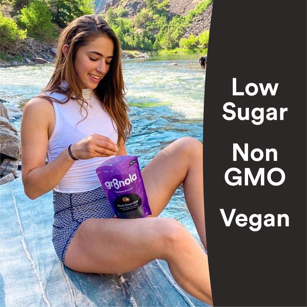 Gr8Nola Black Coco (Charcoal) Chia - Healthy, Low Sugar, Vegan Granola Cereal - Made With Superfoods Chia Seeds And Activated Ch