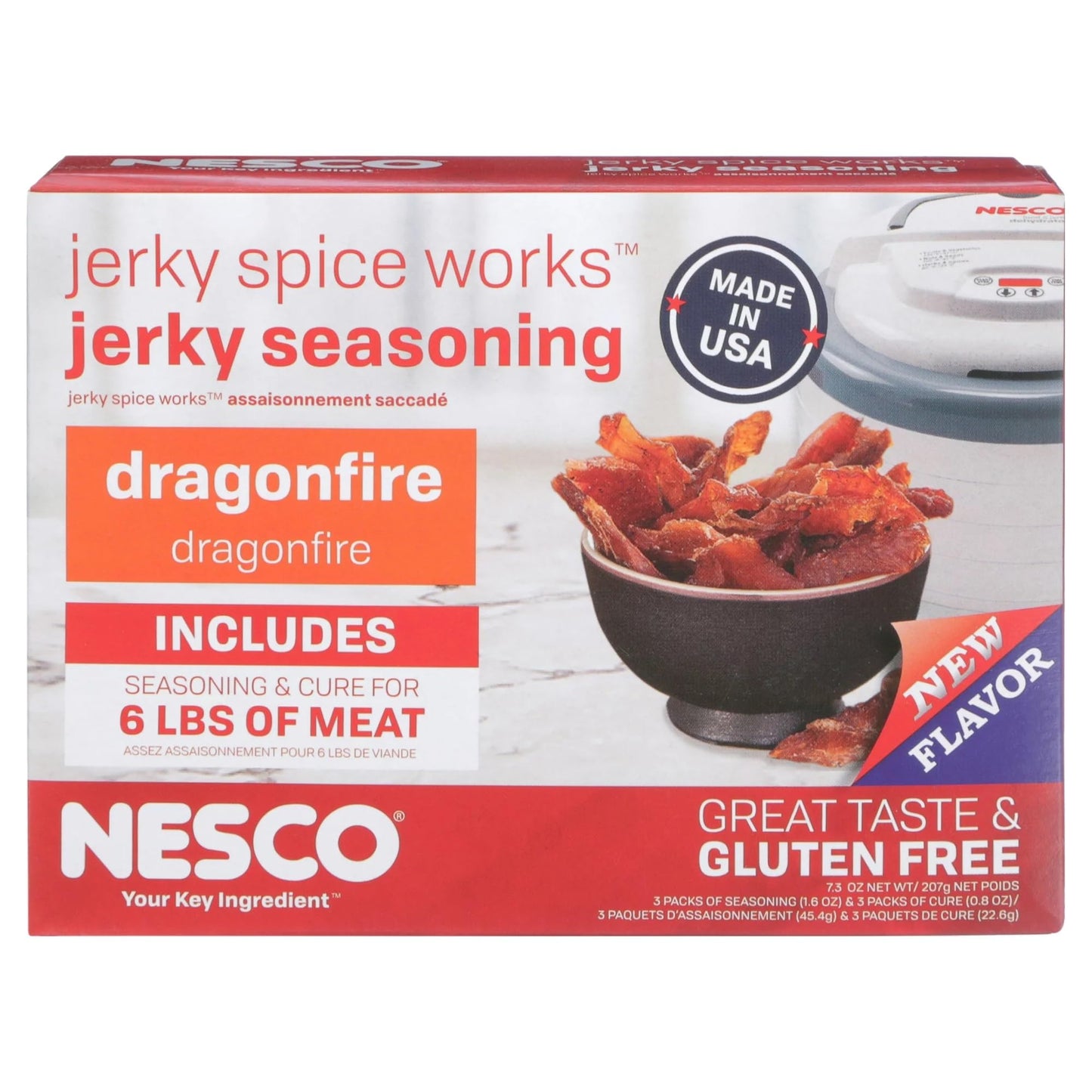 NESCO Dragonfire Jerky Seasoning, 3 Count, 7.3 Ounce (Pack of 6)