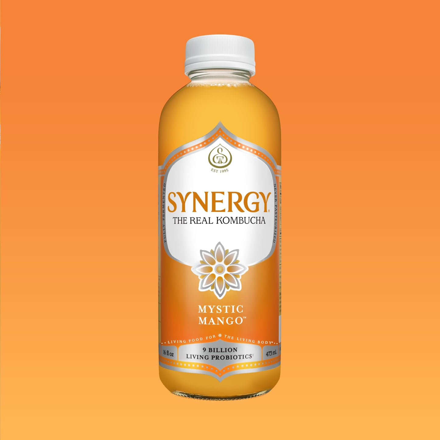 SYNERGY The Real Kombucha - Mystic Mango - 16 fl oz Bottle - Raw Probiotic Drink for Gut Health and Immune Support
