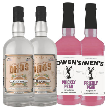 ChromaCast Dhos Handcrafted Non-Alcoholic Orange & Prickly Pear Mixers - Keto-Friendly, Zero Sugar, 2 Pack - 750 ML & 32 OZ Bottles