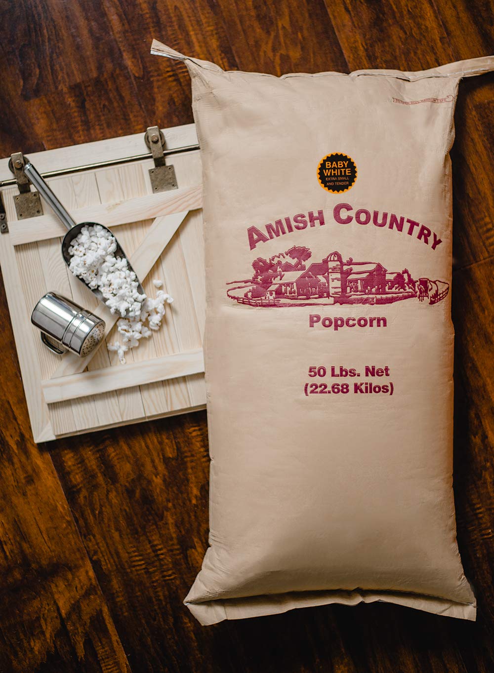 Amish Country Popcorn | 50 lb Bag | Baby White Popcorn Kernels | Old Fashioned, Non-GMO and Gluten Free (Baby White - 50 lb Bag)
