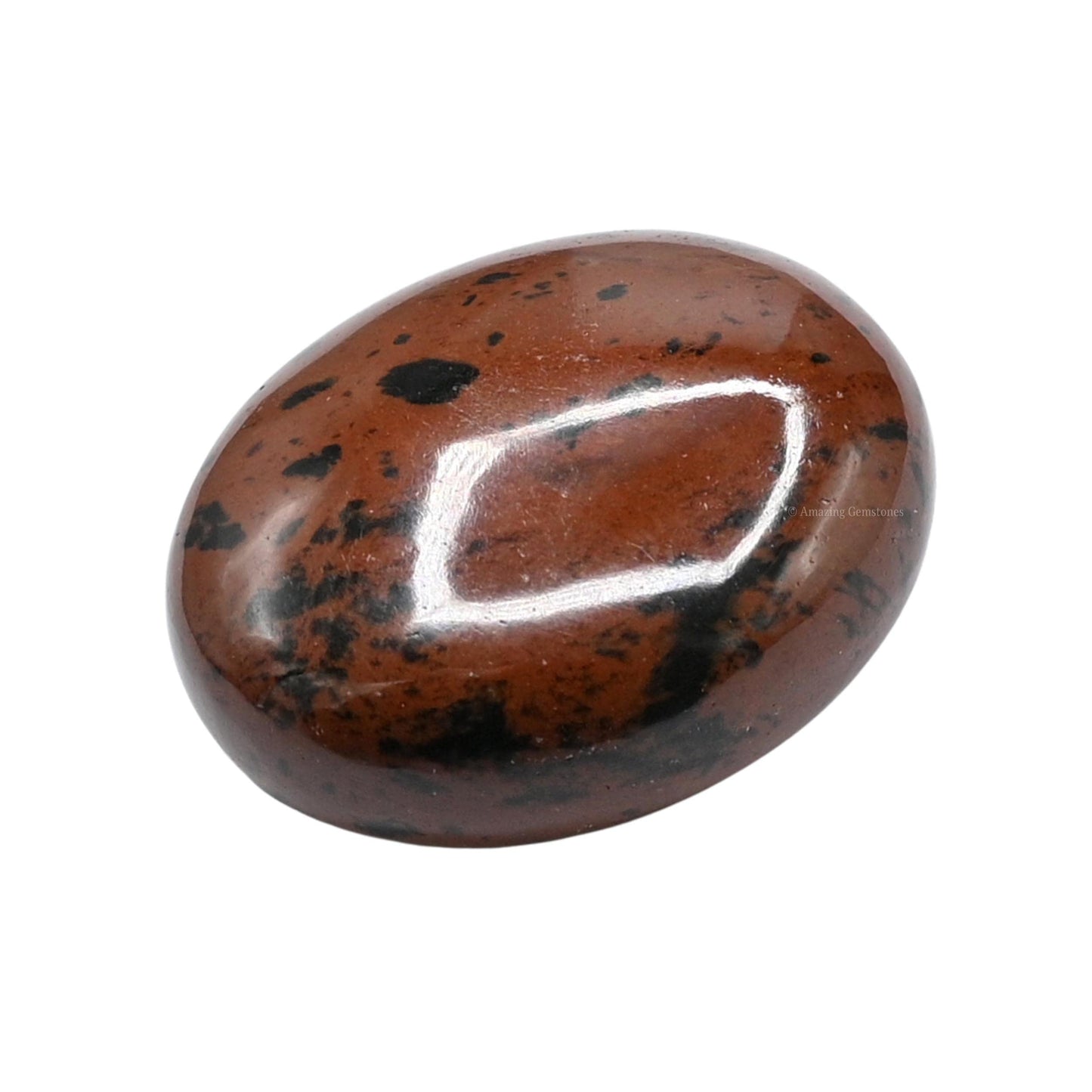 Mahogany Obsidian Palm Stone - Hot Massage Worry Stone For Natural Body Chakra Balancing, Reiki Healing And Crystal Grid