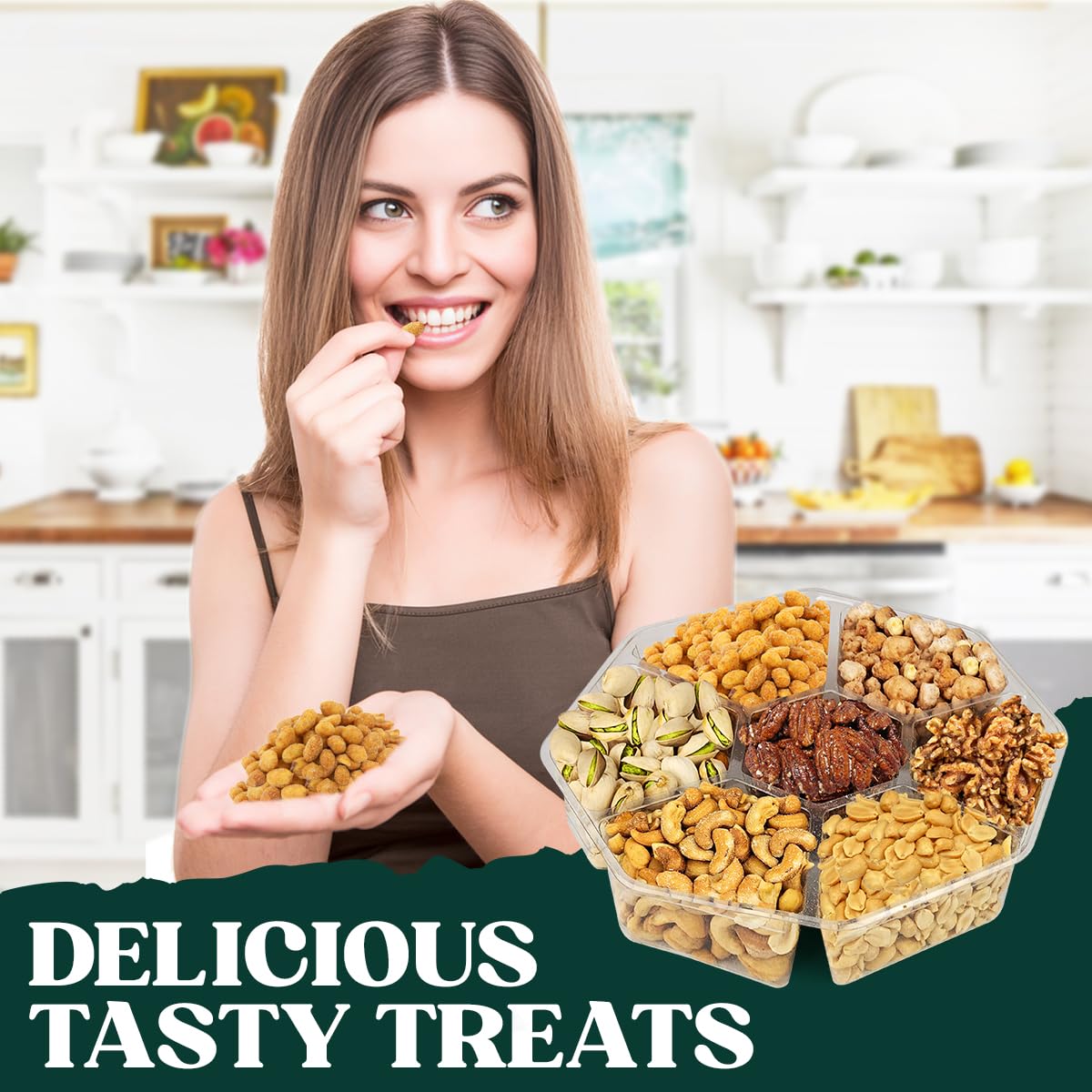 Simple Orchards Gourmet Nuts Gift Basket - Large Family Pack - Freshly Roasted Nuts - Green Box