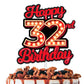 Happy 32nd Birthday Cake Topper Fluorescent Flashing Night Out Hen Movie Nightclub Theme Decor Supplies Woman Man Happy Birthday