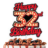 Happy 32nd Birthday Cake Topper Fluorescent Flashing Night Out Hen Movie Nightclub Theme Decor Supplies Woman Man Happy Birthday