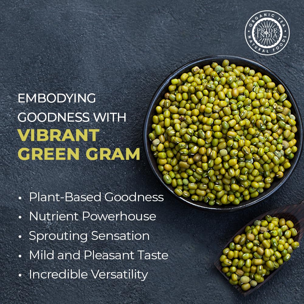 Pride Of India - Indian Whole Green Mung Gram - Protein & Fiber Rich Mung Bean Whole, 3.0 Pound Jar