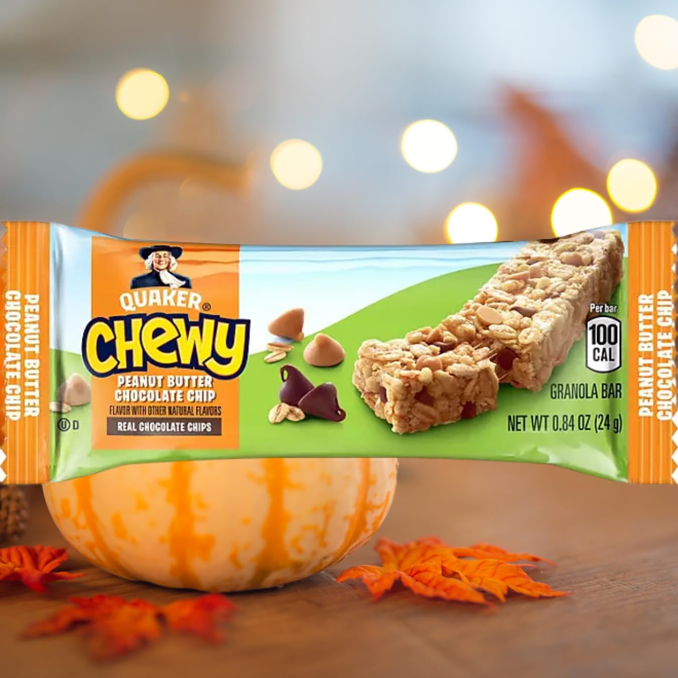 Lyfno Quaker Chewy Granola Bars Variety Pack, Chocolate Chip & Peanut Butter, 60 Count, Healthy Snack for mature-themeds