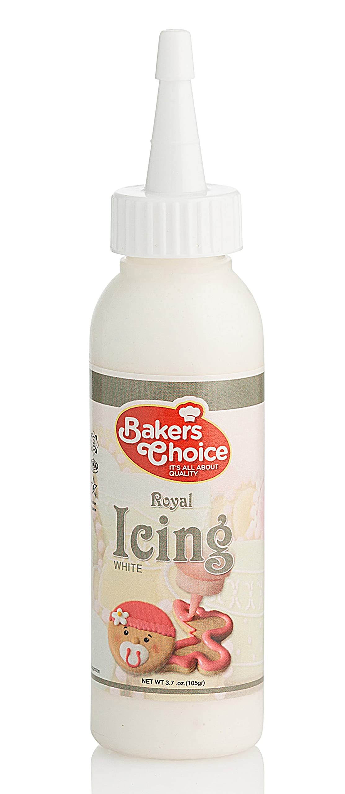 Bakers Choice White Cookie Icing - Ready to Use Royal Icing Squeeze Bottles - 3.7 oz. for Cookies, Cakes, Cupcakes and Treats
