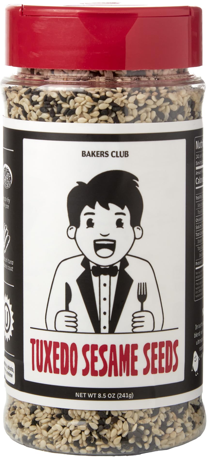 Bakers Club 8.5Oz Mixed Black And White Sesame Seeds - Tuxedo Blend For Sushi, Tuna, Stir Fry, Bread, Poke Bowls - Kosher, Glute