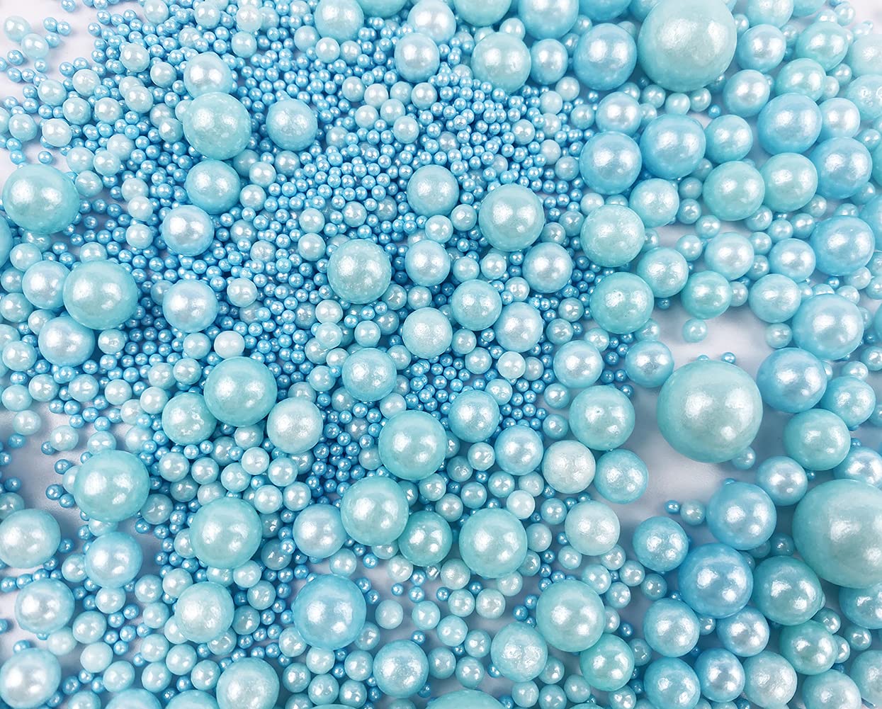 Kuting Sprinkles Edible Pearl Sugar Candy Cupcake Topper 120g Blue Glitter Mix for Baking and Decorating