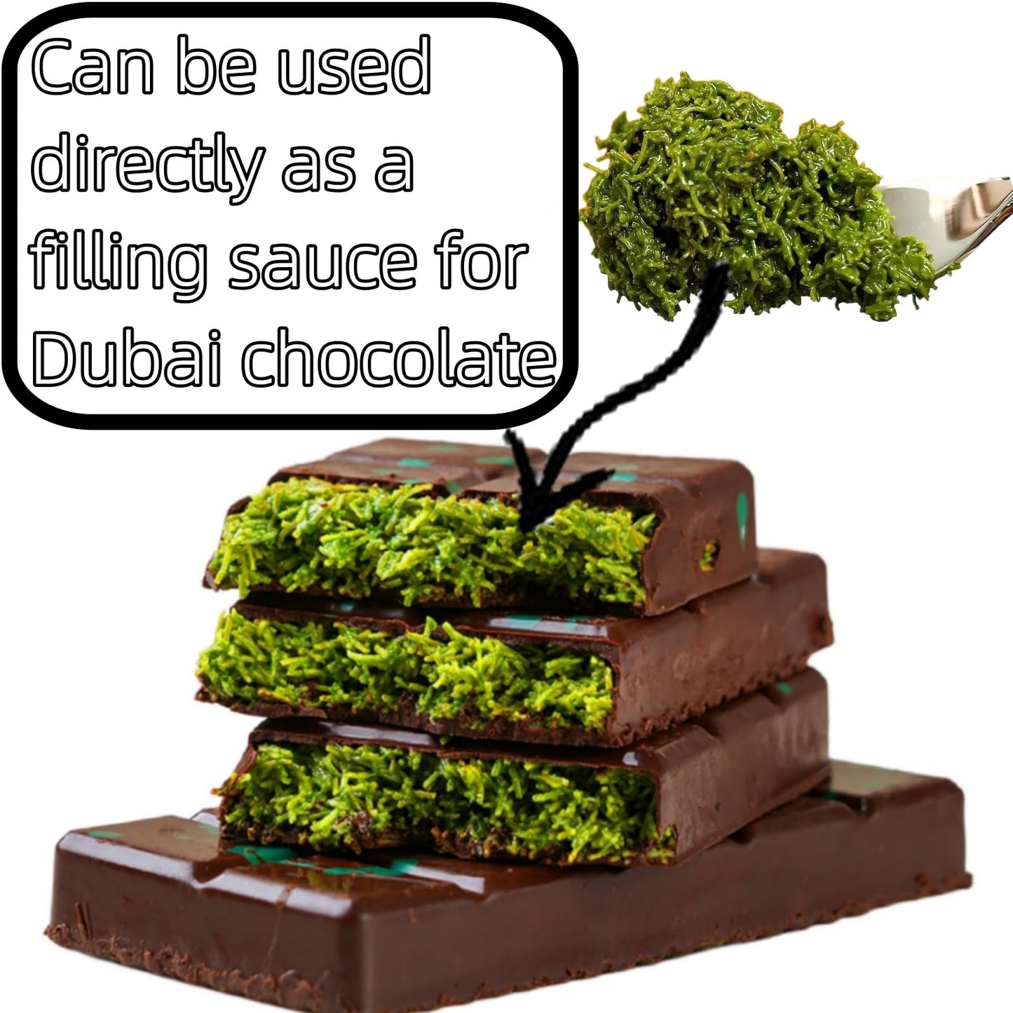 Pistachio Cream Paste With Dried Shredded Fillo Dough For Dubai Chocolate Bar - Authentic Quick Sweet Snack, Ideal Stuffed Desse