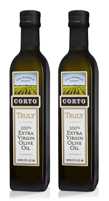 Corto Truly® | 100% Extra Virgin Olive Oil | Floral Notes | Cold Extracted In State-Of-The-Art Mill | Straight From Official Corto Olive Groves & Oil Producer (Truly 500Ml Twin)