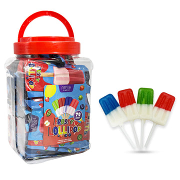 Fresh Finest Popsicle Shaped Ice Cream Lollipops - Individually Wrapped Suckers, Multicolor Lollipops Best For Summer, Goodie Ba