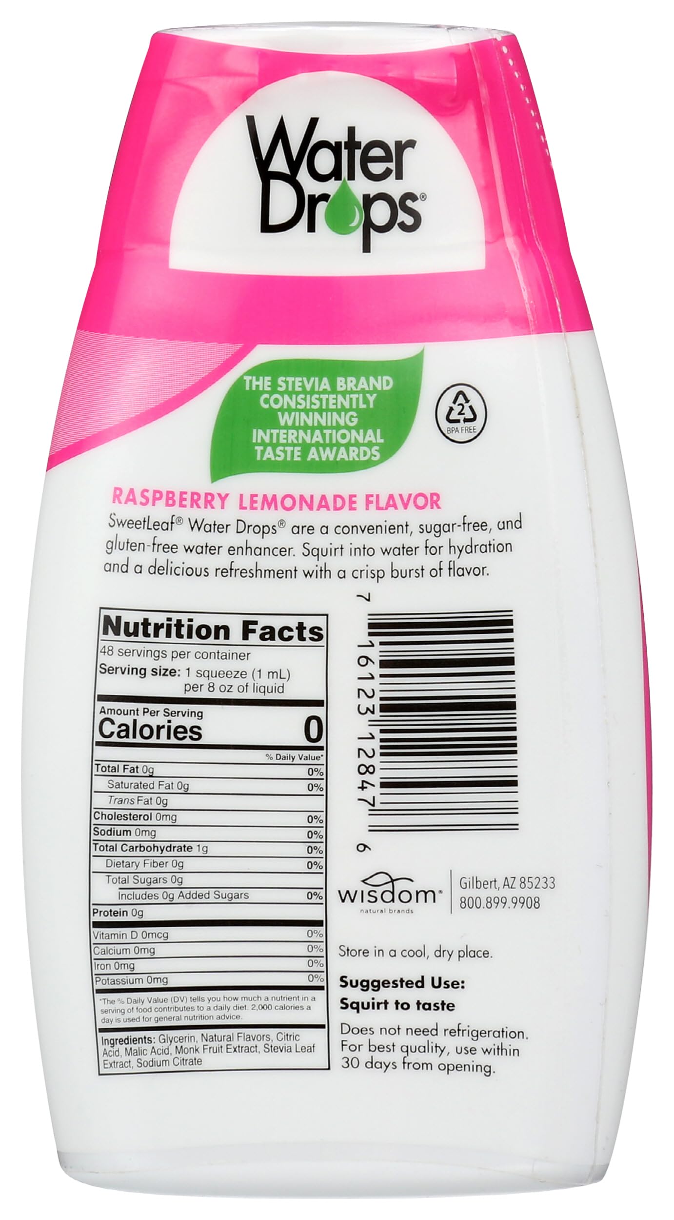 Sweetleaf Water Flavoring Drops - Stevia Water Enhancer, Sugar Free, Zero Calorie Water Additive, Contains Monk Fruit Extract, Gluten Free, Keto Friendly - Raspberry Lemonade, 1.62 Fl Oz (Pack Of 1)