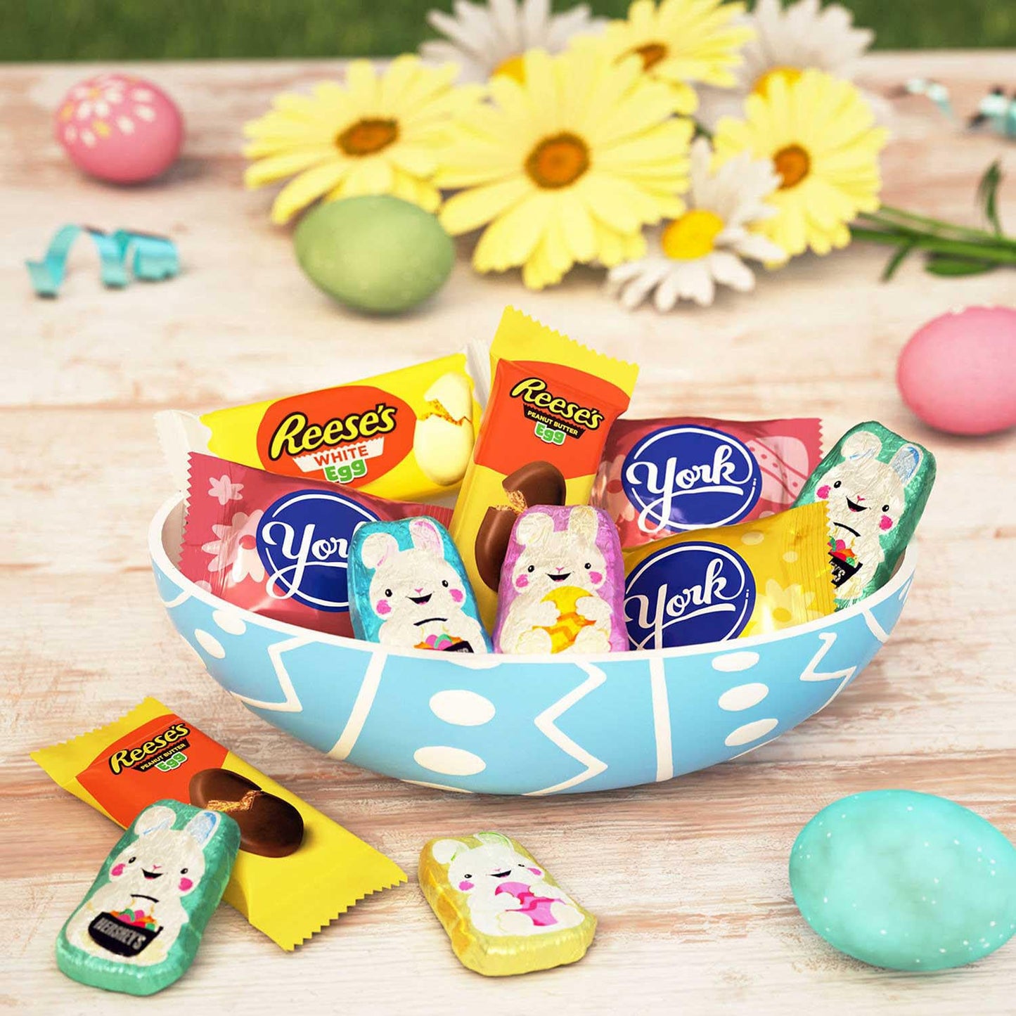 Hershey Bulk Easter Chocolate Candy Variety Pack, 125 Pcs Individually Wrapped Assorted Milk Chocolate Candy Bars, Peanut Butter