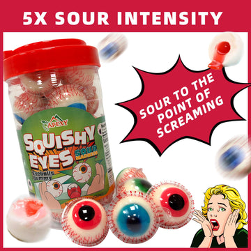 Apexy Sour Eyeball Gummies - With Fruity Liquid Center Eyeball Candy For Halloween, Birthday, Trick Or Treat, Party Candy - Jell