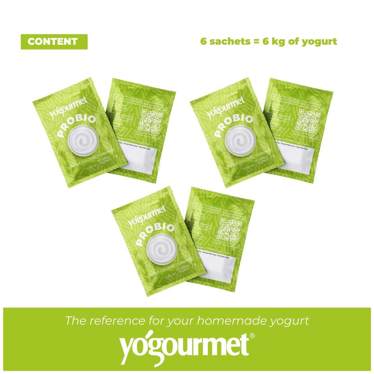 Yogourmet Yogurt Starter Culture with Probiotics - 12 Sachets - All Natural, Gluten Free, Kosher, Halal