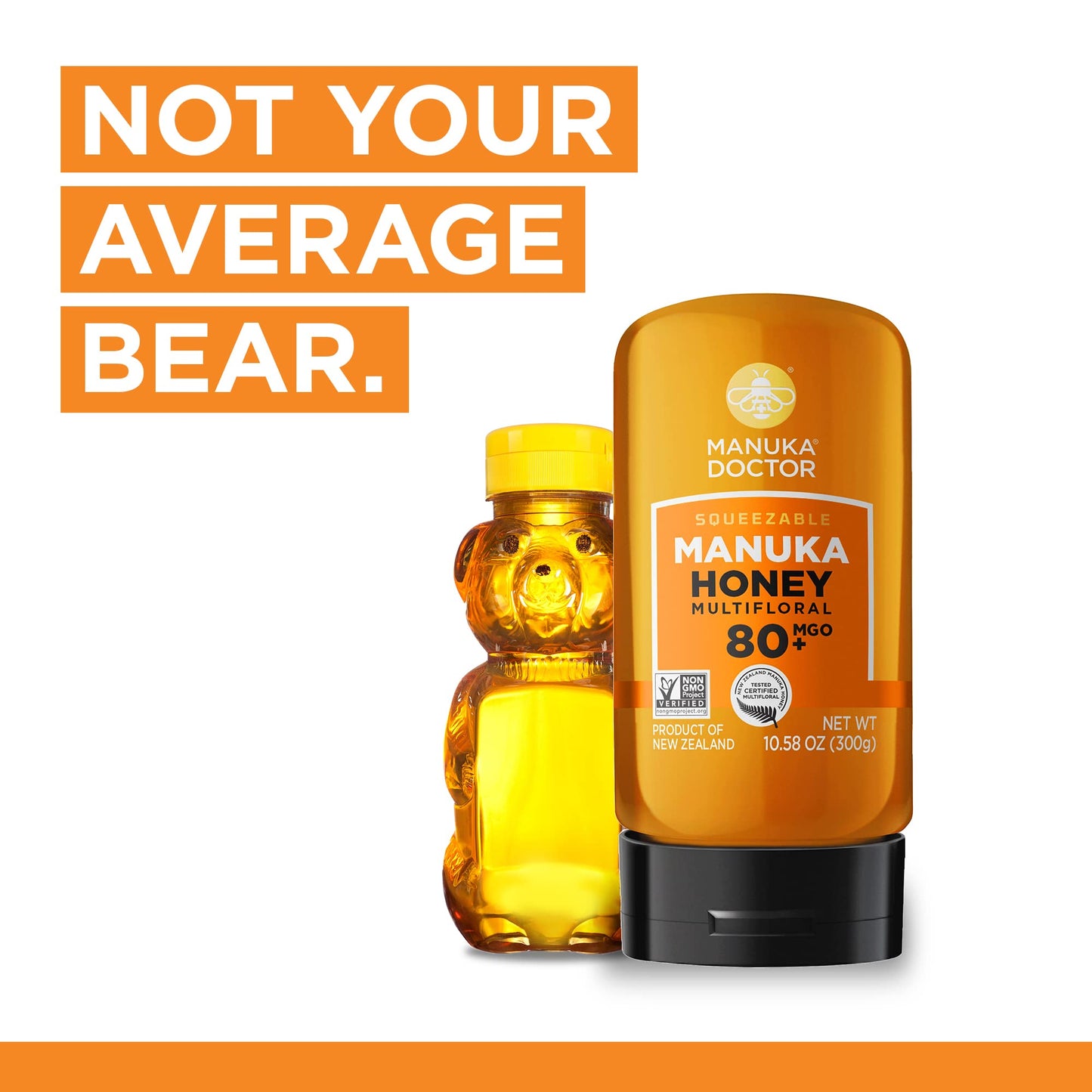 Manuka Doctor - Mgo 80+ Squeezy Manuka Honey Multifloral, 100% Pure New Zealand Honey. Certified. Guaranteed. Raw. Non-Gmo (10.5