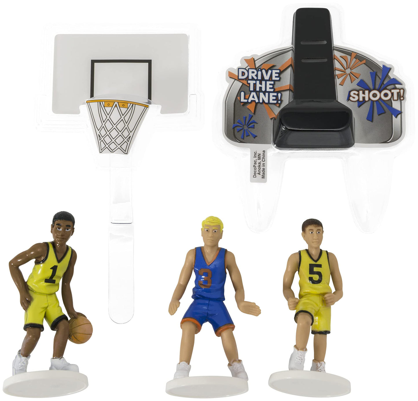 Decoset Basketball All Net Cake Topper, 5-Piece Cake Decoration Set, Birthday Decorations With 3 Figurines And Backboard, For Al