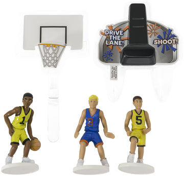 Decoset Basketball All Net Cake Topper, 5-Piece Cake Decoration Set, Birthday Decorations With 3 Figurines And Backboard, For Al