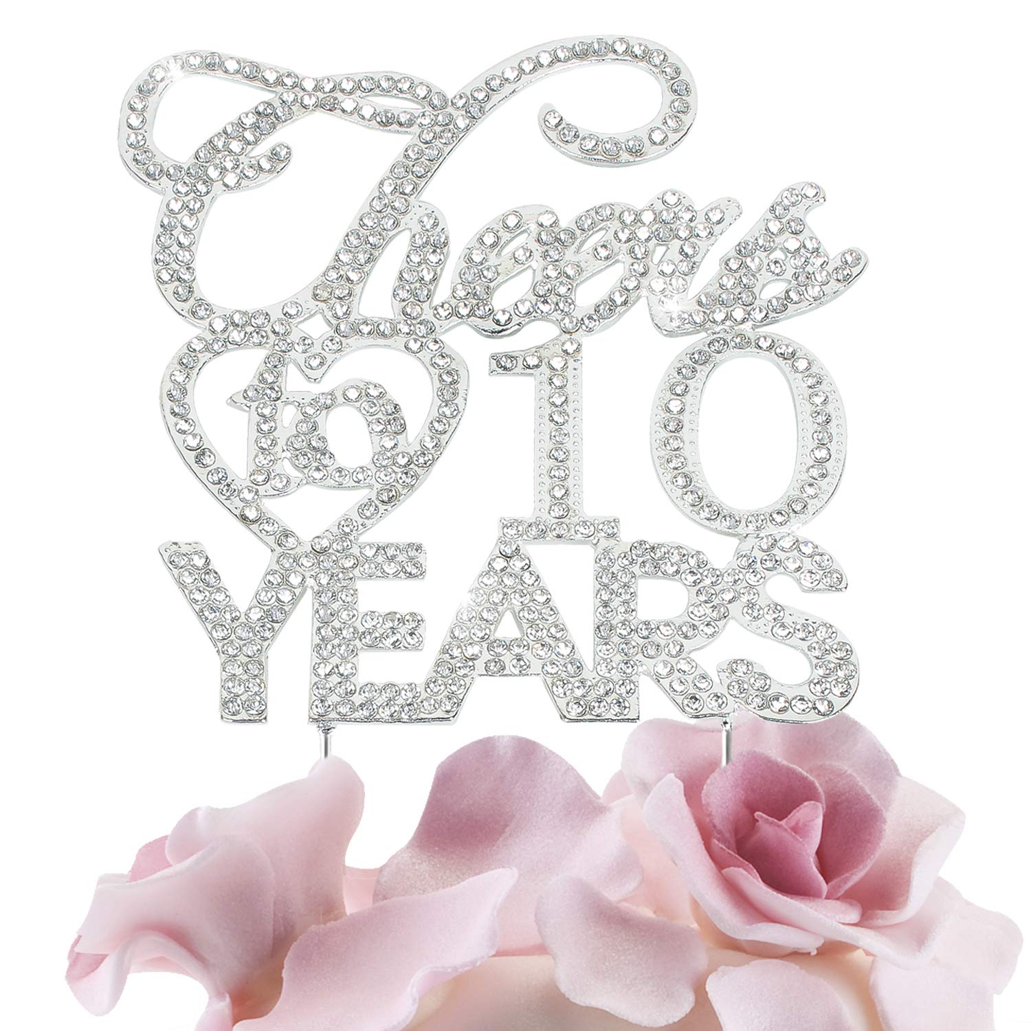 Bling Crystal Cheers To 25 Years Cake Topper - Best Keepsake 25Th Birthday Or Anniversary Decor Party Decorations Silver