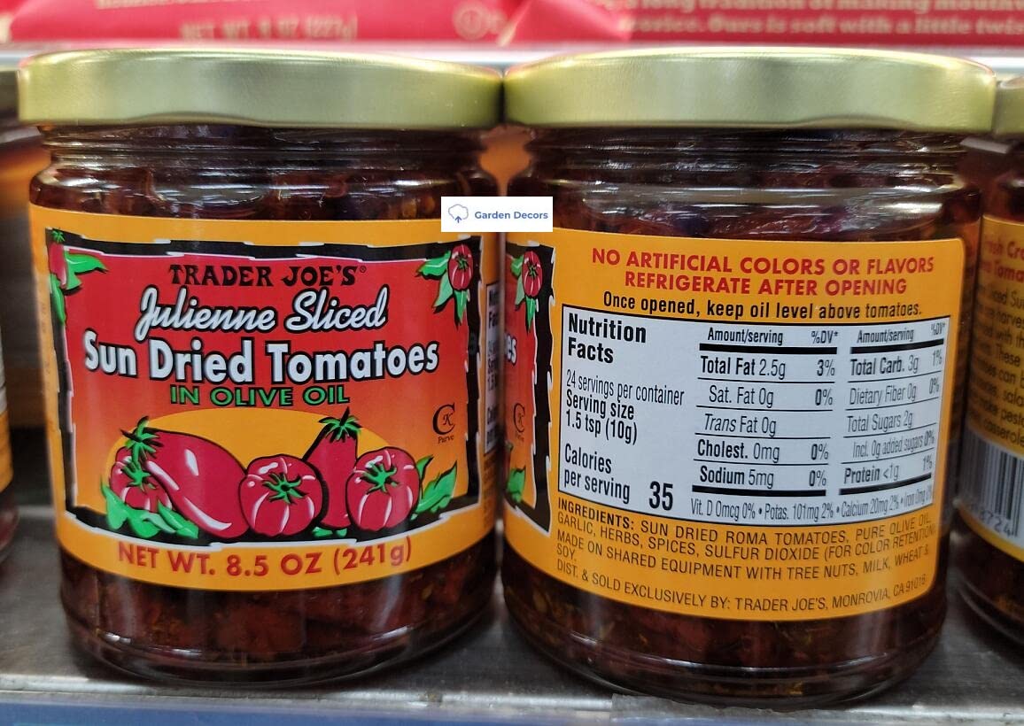 Trader Joes Julienne Sliced Sun Dried Tomatoes in Olive Oil 8.5oz 241g (Two Bottles)