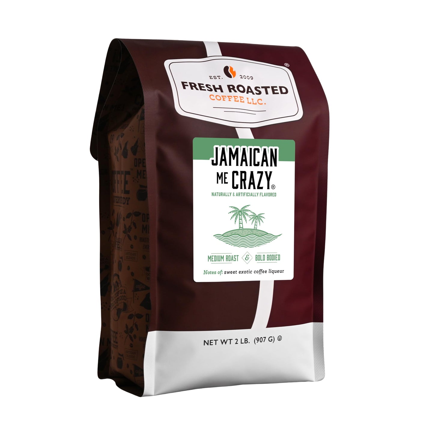 Fresh Roasted Coffee Jamaican Me Crazy Flavored Coffee, Medium Roast, 32 oz, Ground, Kosher
