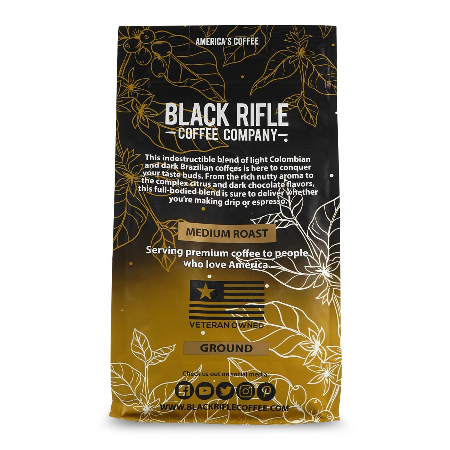 Black   Coffee Company Ground Coffee Medium Roast, AK Espresso, 12oz Bag, Roasted Blend, Arabica Beans