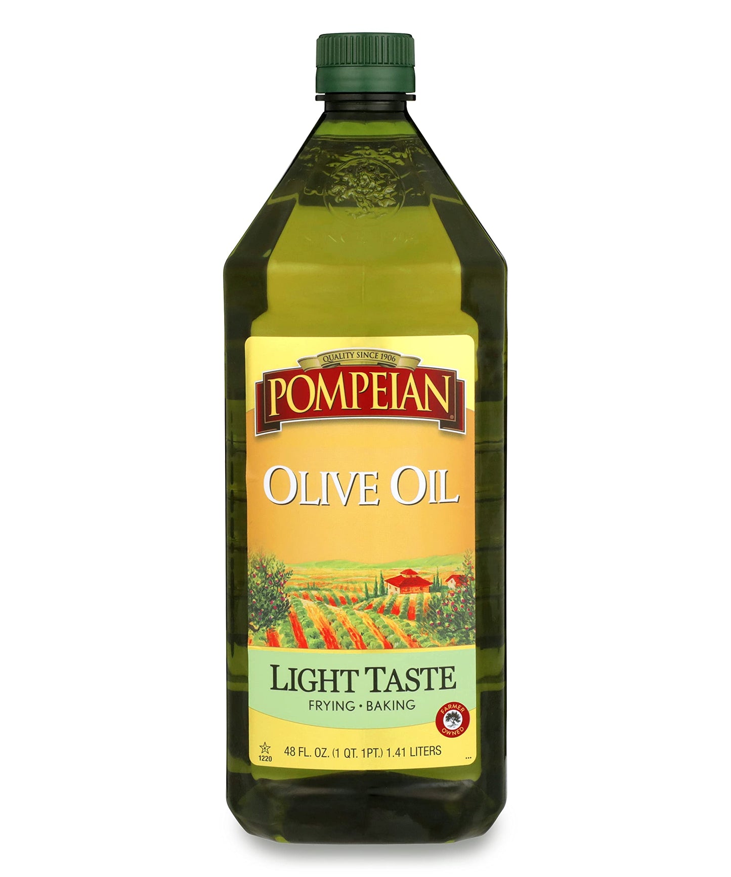 Pompeian Light Taste Olive Oil, Subtle Flavor, Perfect For Frying & Baking, Naturally Gluten Free, Non-Allergenic, Non-Gmo, 48 Fl. Oz.