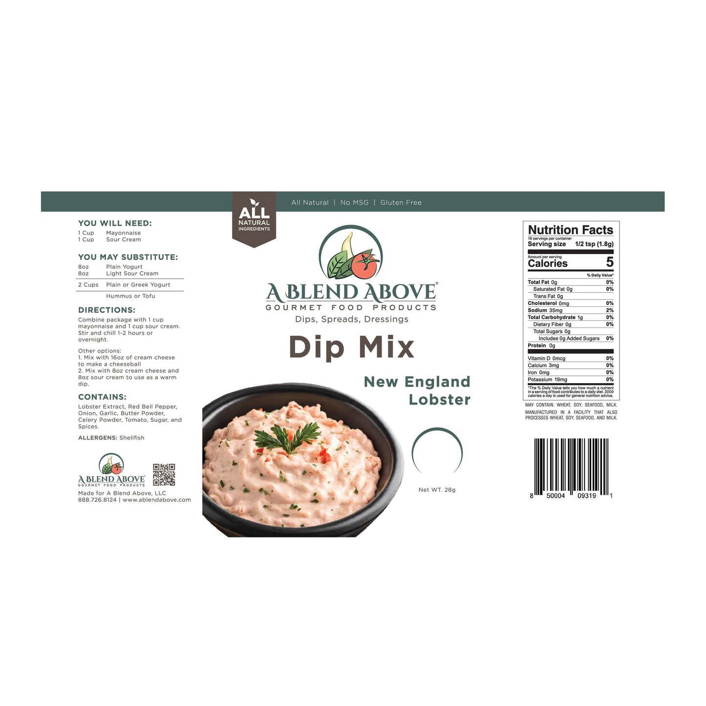 A Blend Above Lobster Dip Mix Variety Pack, Gluten-Free, 3 x 1oz, All Natural, Low Carb