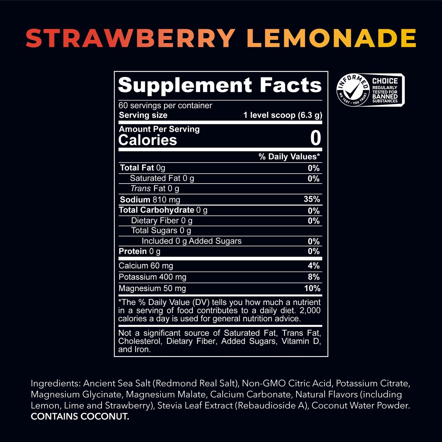 REDMOND Re-Lyte Electrolyte Drink Mix Strawberry Lemonade, 30 serving SMALL 6.88oz jar