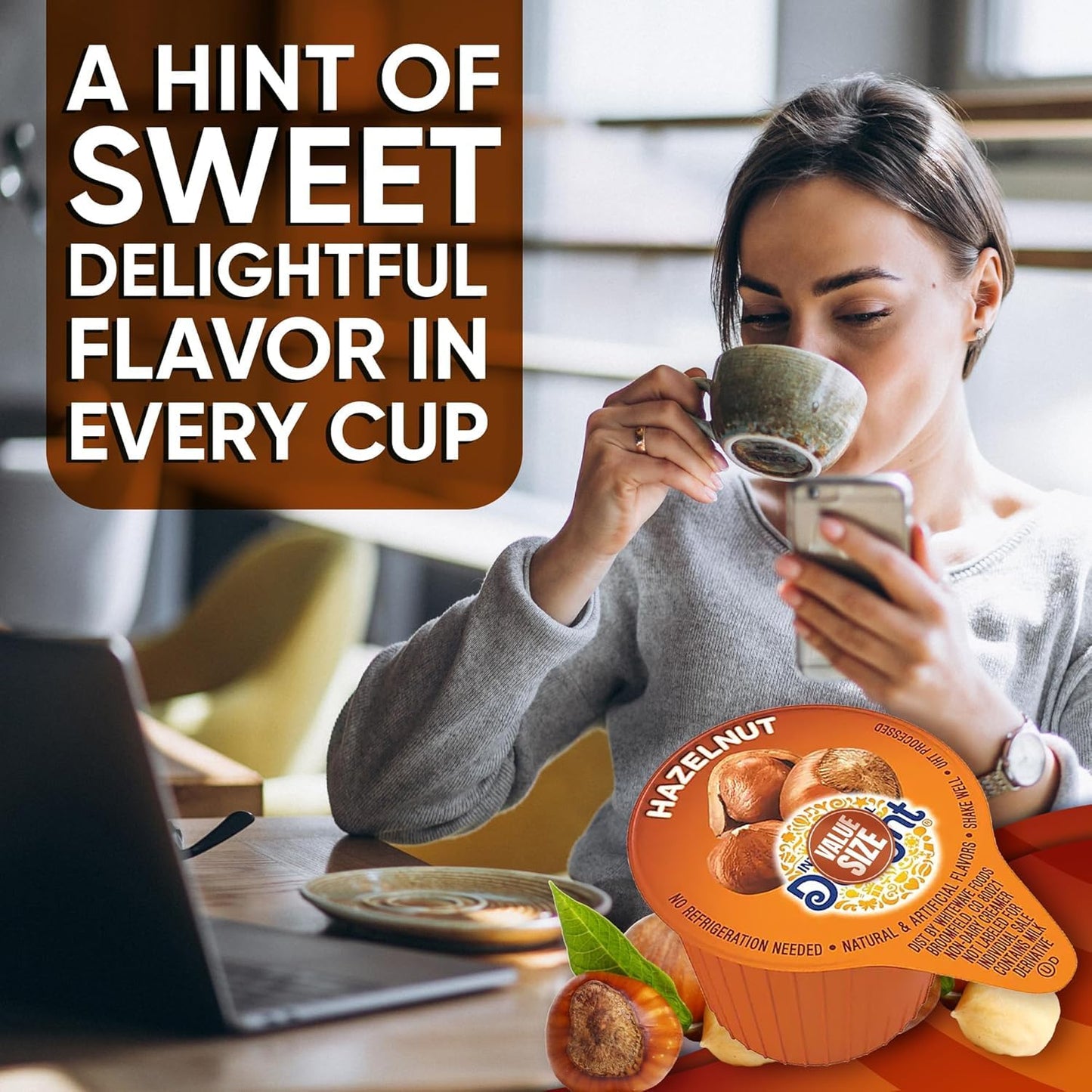Hazelnut Coffee Creamer Singles, 192 Creamer Singles Included Great For Offices, Restaurants, Coffee, Bar, Gift And Homes